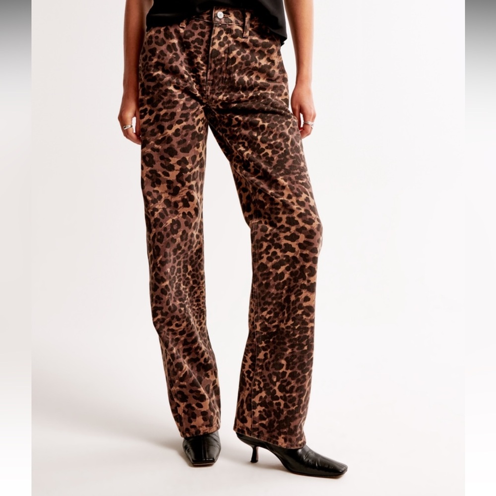 Abercrombie Leopard Print Baggy Jeans